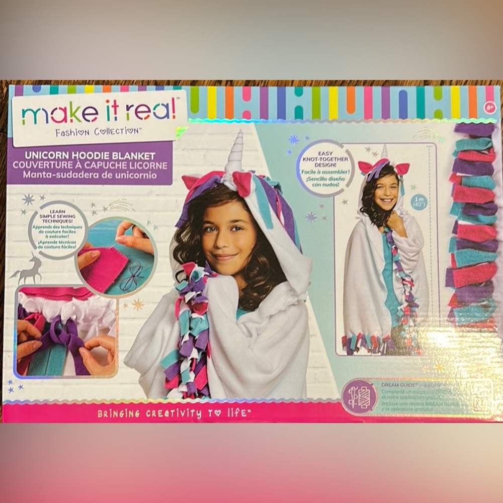 Unicorn Hoodie Blanket Kit. DIY. New! Never opened